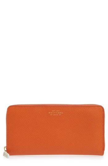 Women's Smythson Large Panama Zip Around Wallet - Orange