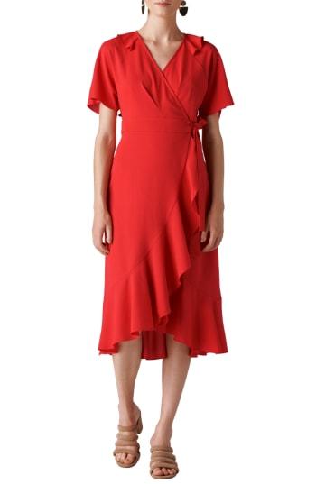 Women's Whistles Abigail Frill Wrap Dress Us / 4 Uk - Red