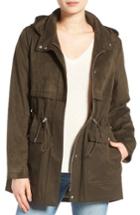 Women's Vince Camuto Mixed Media Hooded Jacket - Green
