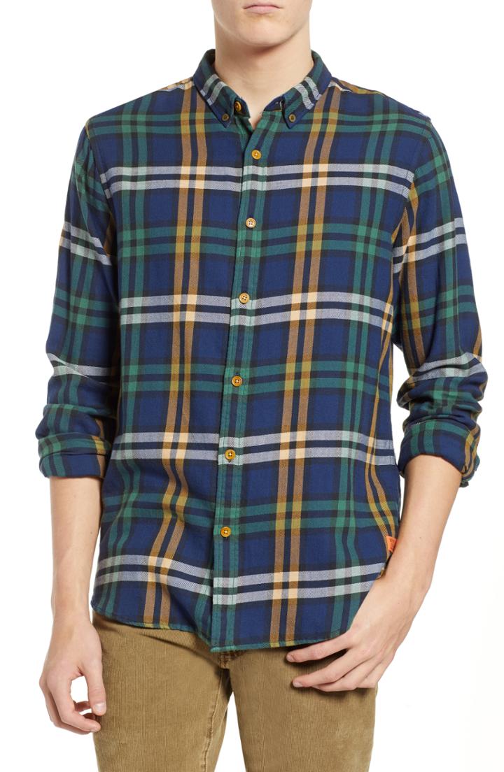 Men's Scotch & Soda Check Flannel Shirt - Blue