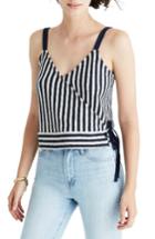 Women's Madewell Chloe Jacquard Stripe Wrap Tank, Size - Blue