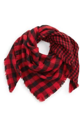 Women's David & Young Buffalo Check Triangle Scarf, Size - Black