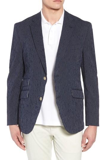 Men's Kroon Sting Aim Classic Fit Stretch Stripe Cotton Sport Coat R - Blue
