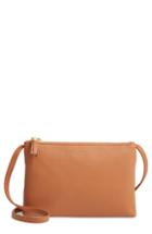 Ted Baker London Maceyy Double Zip Leather Crossbody Bag - Brown
