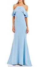 Women's Nicole Miller New York Cold Shoulder Mermaid Gown - Blue