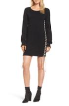 Women's Pam & Gela Lace-up Sweatshirt Dress, Size - Black