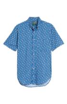 Men's Gitman Peanuts Print Short Sleeve Sport Shirt - Blue