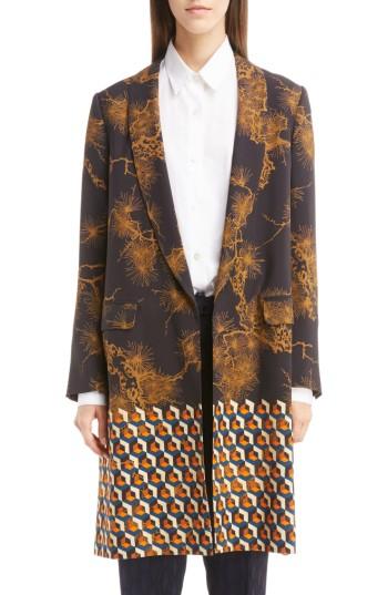 Women's Dries Van Noten Mix Print Coat Us / 34 Fr - Black