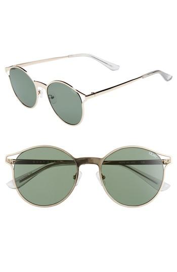 Women's Quay Australia Here We Are 53mm Round Sunglasses - Gold/ Green