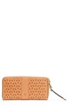 Women's Frye Large Ilana Perforated Leather Zip Wallet - Brown