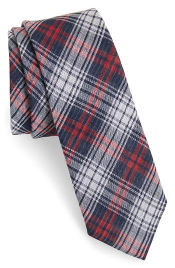 Men's 1901 Basin Plaid Cotton Tie, Size - Red