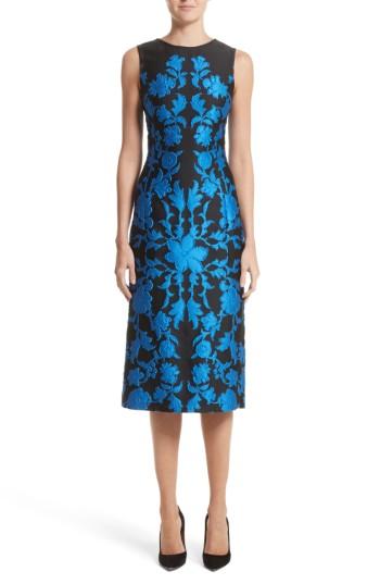 Women's Oscar De La Renta Matelasse Floral Jacquard Dress