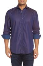 Men's Bugatchi Classic Fit Herringbone Pinstripe Sport Shirt - Brown