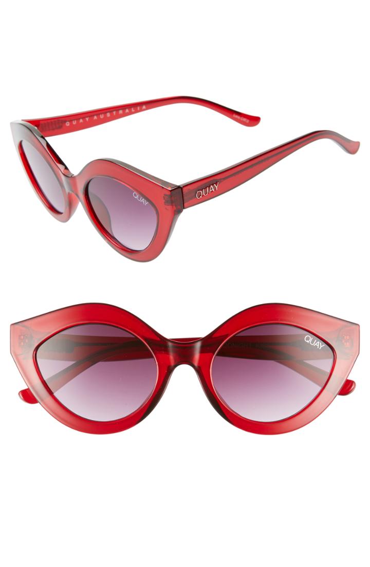 Women's Quay Australia Goodnight Kiss Cat Eye Sunglasses - Red / Purple Fade