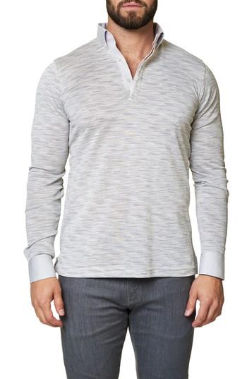 Men's Maceoo Print Long Sleeve Polo (m) - White