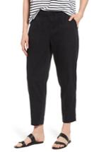 Women's Eileen Fisher Tapered Organic Cotton Crop Pants, Size - Black