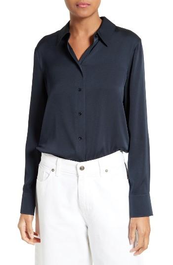 Women's Vince Stretch Silk Blouse - Blue