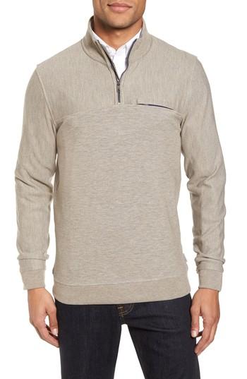 Men's Ted Baker London Livstay Slim Fit Quarter Zip Pullover (m) - White