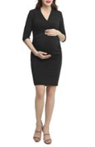 Women's Kimi And Kai Lisa Wrap Neck Maternity Dress - Black