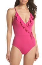 Women's Becca Color Code Wrap One-piece Swimsuit - Pink