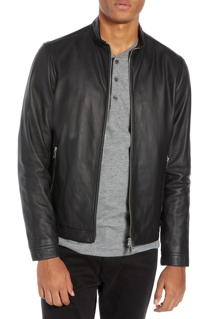 Men's Theory Morvek L.burgos Trim Fit Leather Jacket - Black