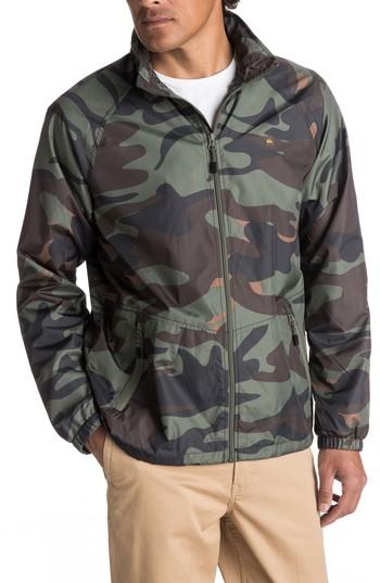 Men's Quiksilver Waterman Collection Shell Shock Camo Water-repellent Windbreaker, Size - Green