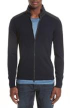 Men's Belstaff 'kelby' Full Zip Wool Sweater - Blue