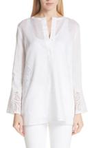 Women's Lafayette 148 New York Haisley Embroidered Gemma Cloth Blouse, Size - White