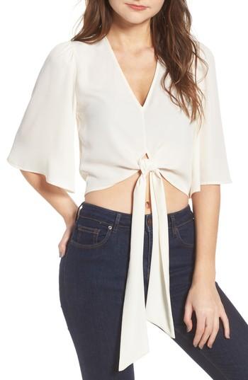 Women's 4si3nna Tie Front Top - Ivory