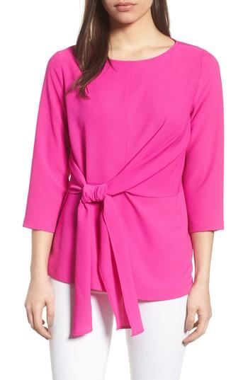 Women's Gibson Tie Front Crepe Top - Pink