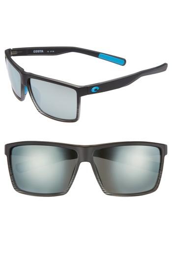 Men's Costa Del Mar Rincon 60mm Polarized Sunglasses - Smoke Crystal/ Silver Mirror