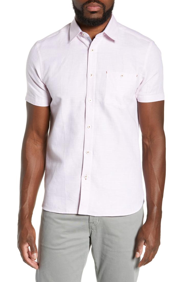 Men's Ted Baker London Graphit Slim Fit Cotton & Linen Sport Shirt (m) - Pink