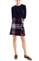 Women's J.crew Plaid Ruffle Double-serge Wool Mini Skirt