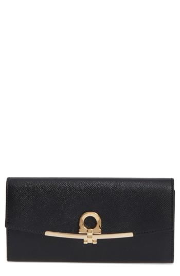 Women's Salvatore Ferragamo New Icona Bar Saffiano Calfskin Wallet -