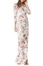 Women's Kay Unger Floral Print Crepe Column Gown - White