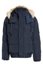 Men's Marc New York Insulated Jacket With Genuine Coyote Fur - Blue