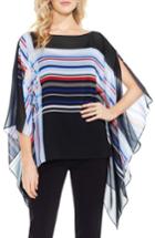 Women's Vince Camuto Linear Graphic Panel Chiffon Poncho - Black