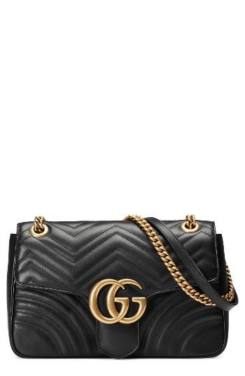 Gucci Medium Gg Marmont 2.0 Tricolor Matelasse Leather Shoulder Bag - Black