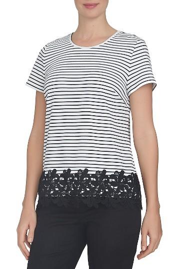 Women's Cece Lace Hem Tee - White