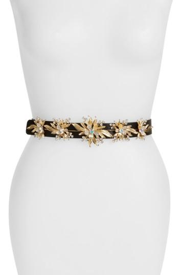 Women's Deborah Drattell Calista Embellished Satin Belt - Black