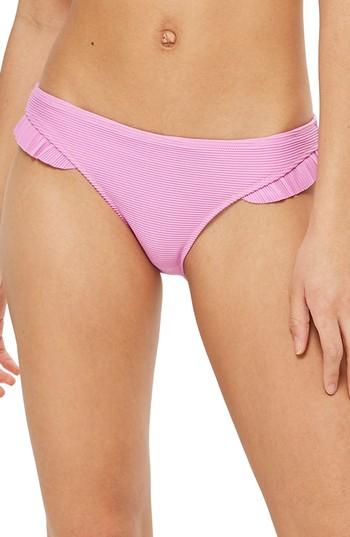 Women's Topshop Rib Frill Bikini Bottom Us (fits Like 0) - Purple