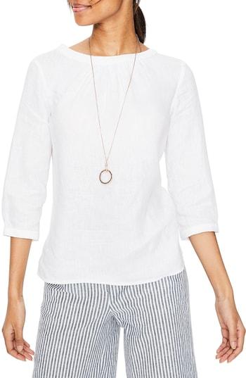 Women's Boden Katie Striped Linen Peasant Top
