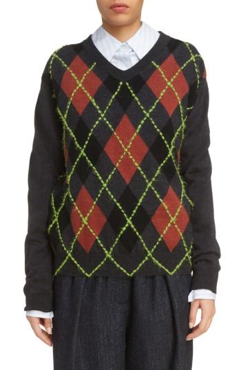 Women's Acne Studios Vinia Argyle Wool & Mohair Sweater - Grey