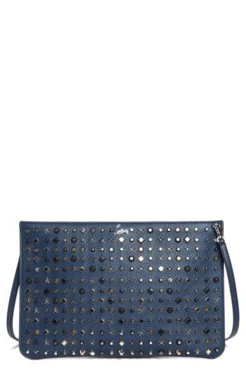 Christian Louboutin Loubiclutch Spiked Leather Clutch - Blue