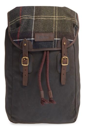Men's Barbour Waxed Canvas Backpack - Green