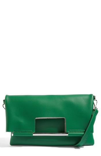 Topshop Lotus Metal Handle Clutch Bag - Green