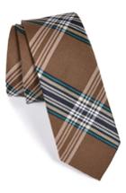 Men's 1901 'delores' Plaid Silk & Cotton Tie, Size - Brown