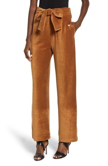 Women's Moon River Velour Tie Waist Pants - Brown