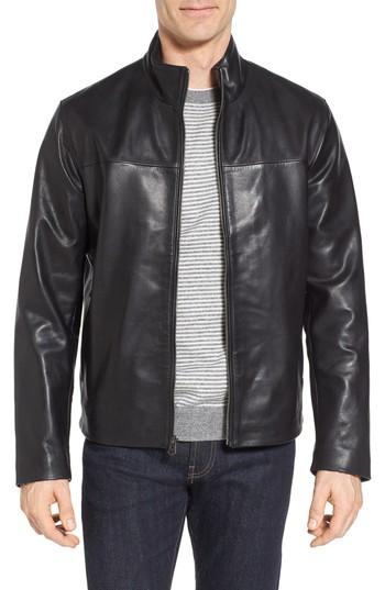 Men's Cole Haan Signature Washed Leather Jacket - Black