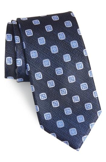 Men's Nordstrom Men's Shop Herringbone Silk Tie, Size - Blue